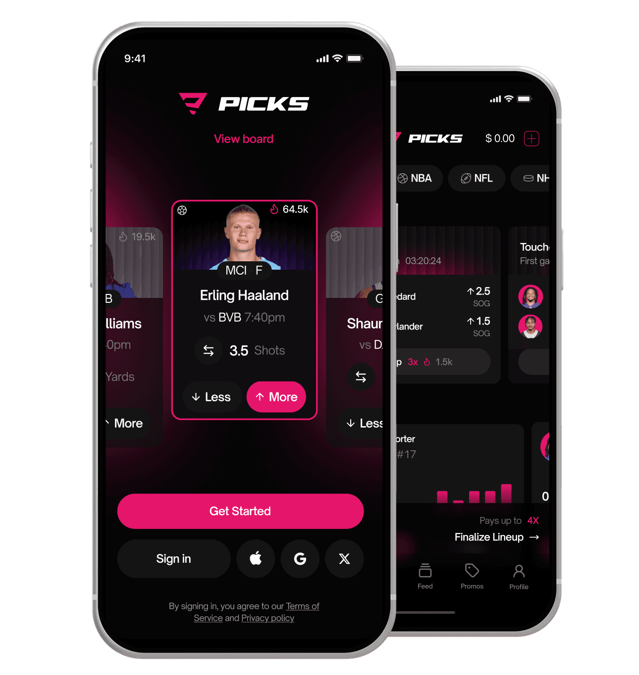 Pantallas de la app Picks